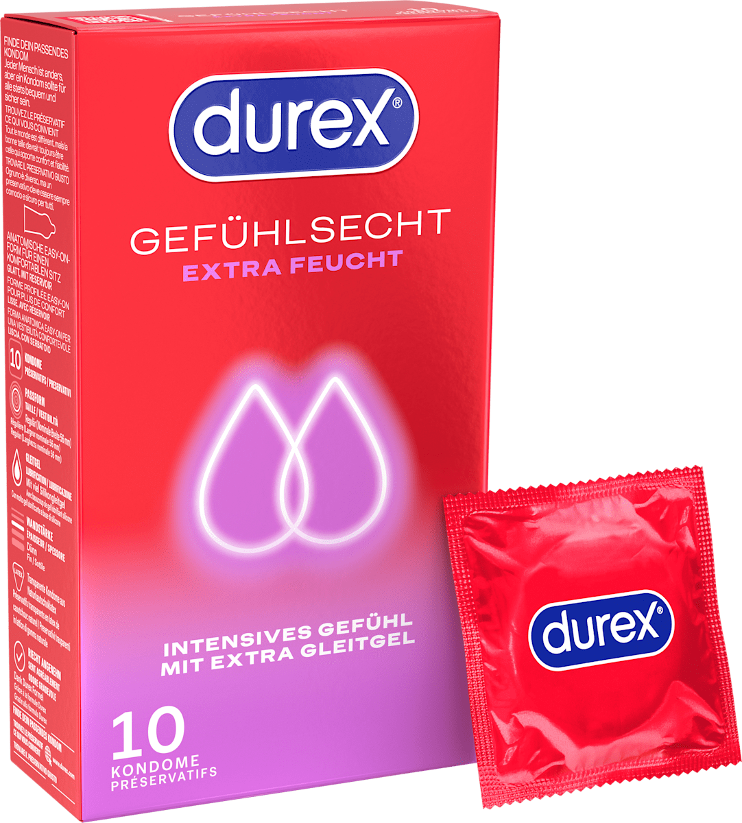 Kondome Gefühlsecht Extra Feucht, Breite 56mm Durex