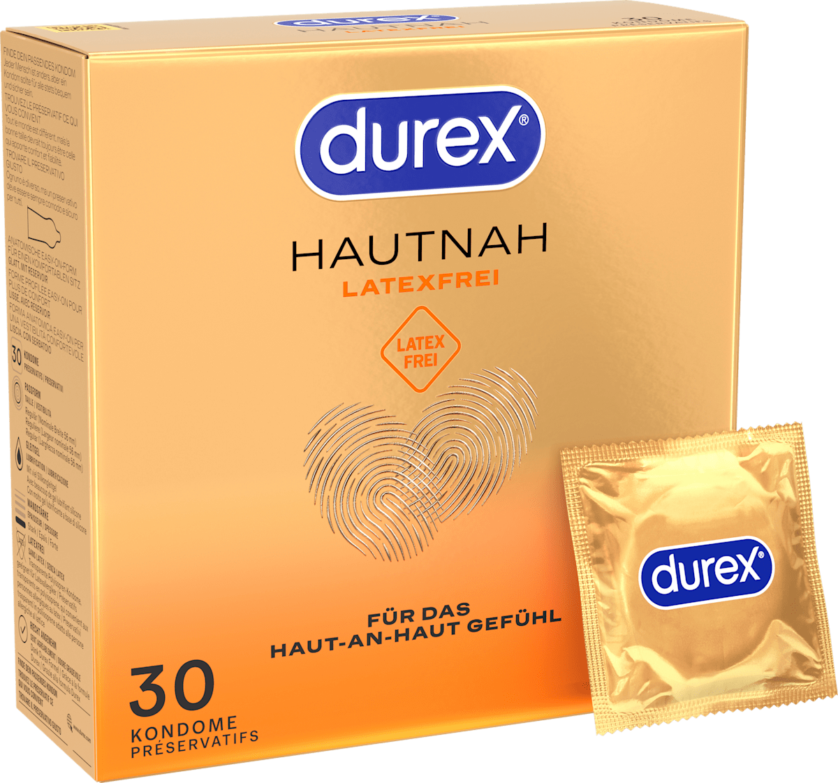 Kondome Hautnah, latexfrei, Breite 56mm Durex